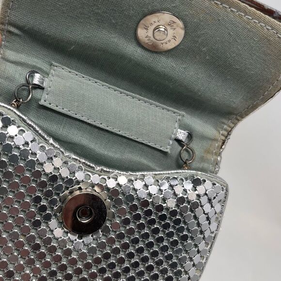Vintage F.W. Woolworth Silver Metallic Sequins Mini Chain Bag - Picture 6 of 16